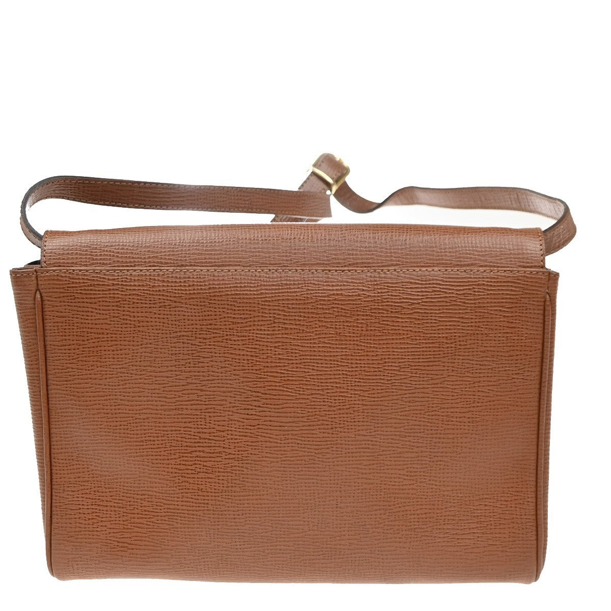 CELINE Logo Circle 2Way Shoulder Clutch Bag Leather Brown Gold Italy 83KP202