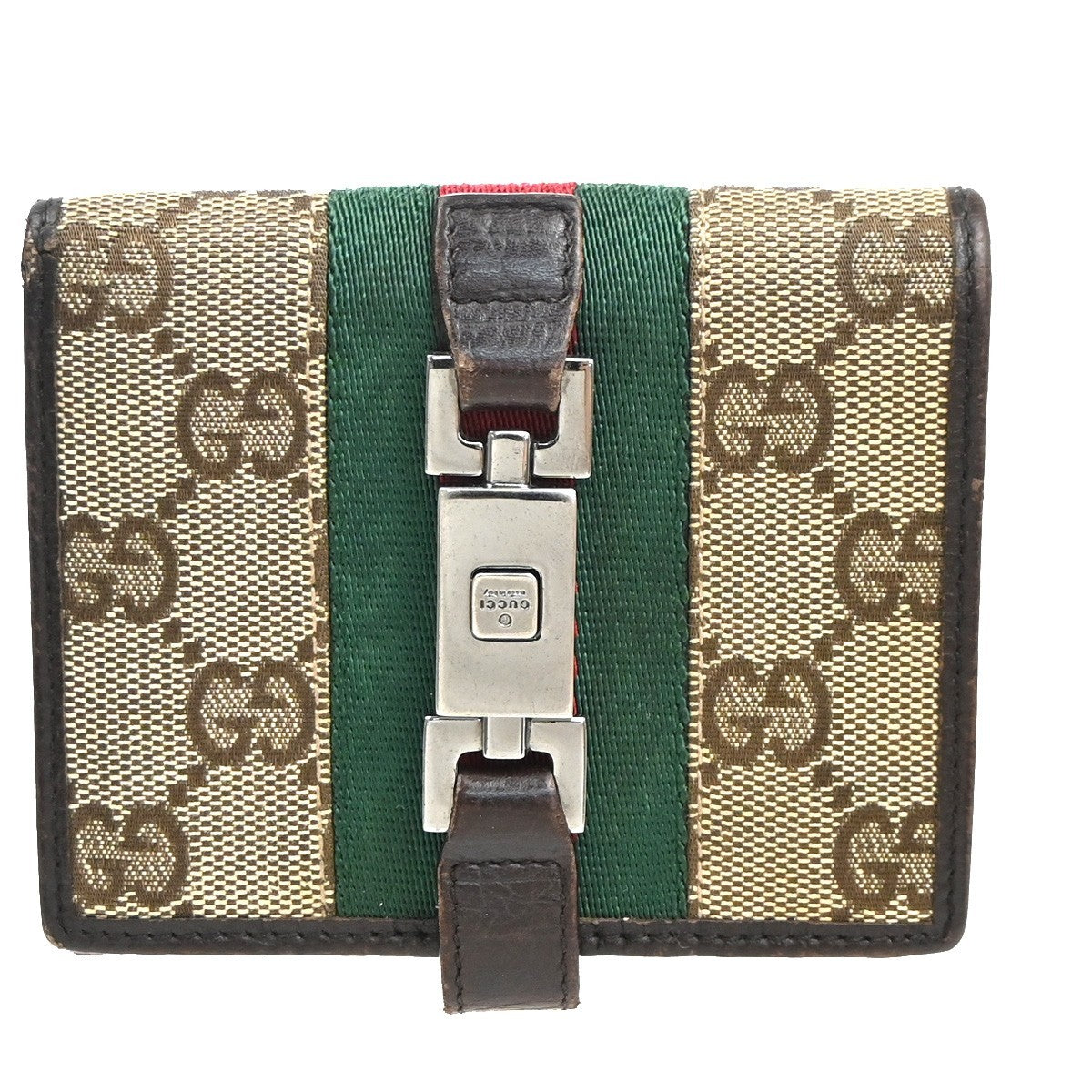 GUCCI Jackie GG Pattern Sherry Line Bifold Wallet Canvas Leather BE BN 07KC936