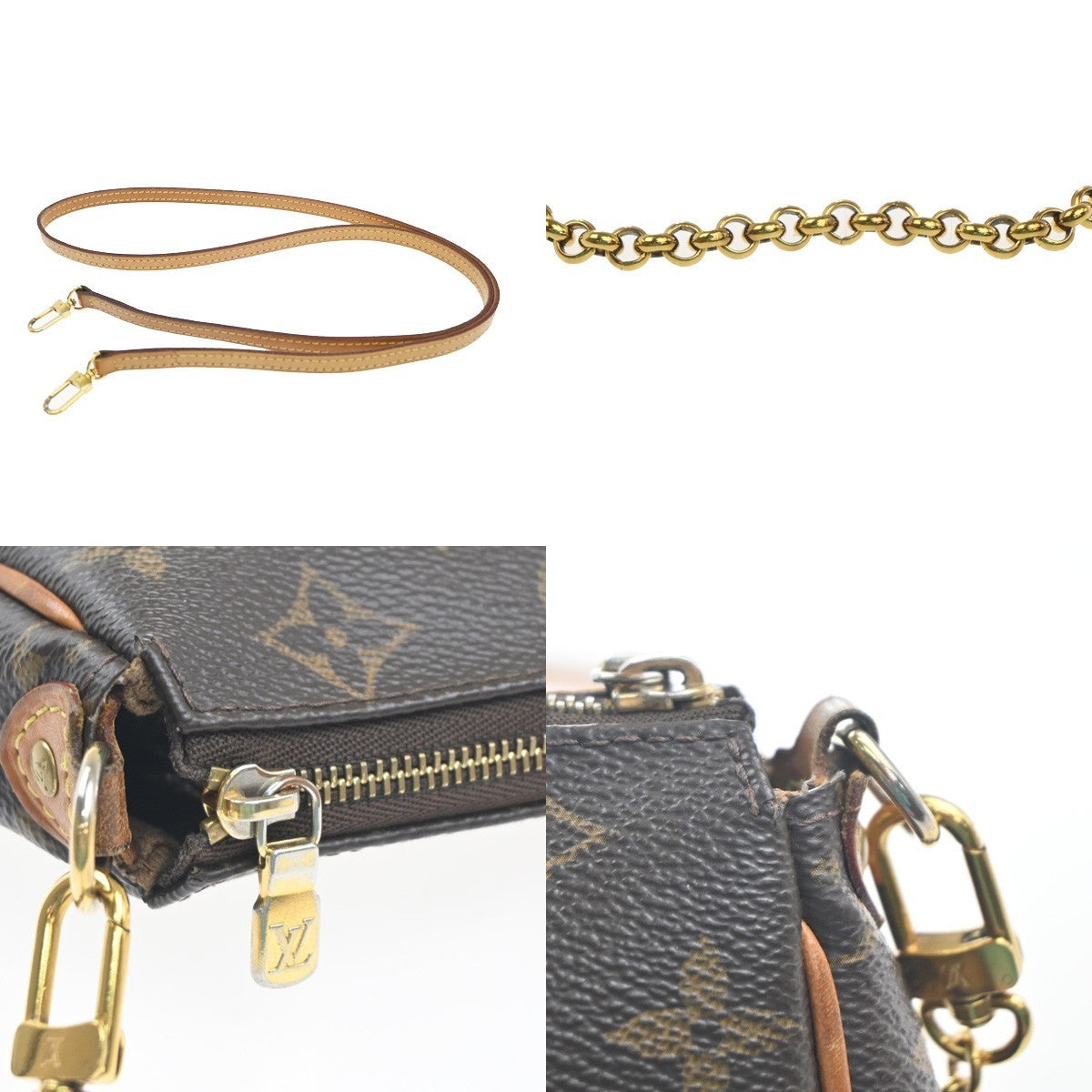 LOUIS VUITTON Eva 2Way Chain Shoulder Bag Monogram Leather Brown M95567 96KC617