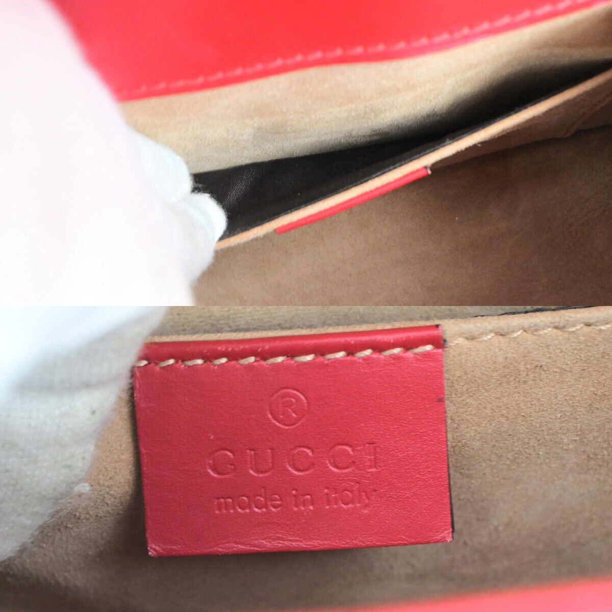 GUCCI Logo Mini Sylvie Sherry 2Way Shoulder Hand Bag Leather Red GHW 53RK113