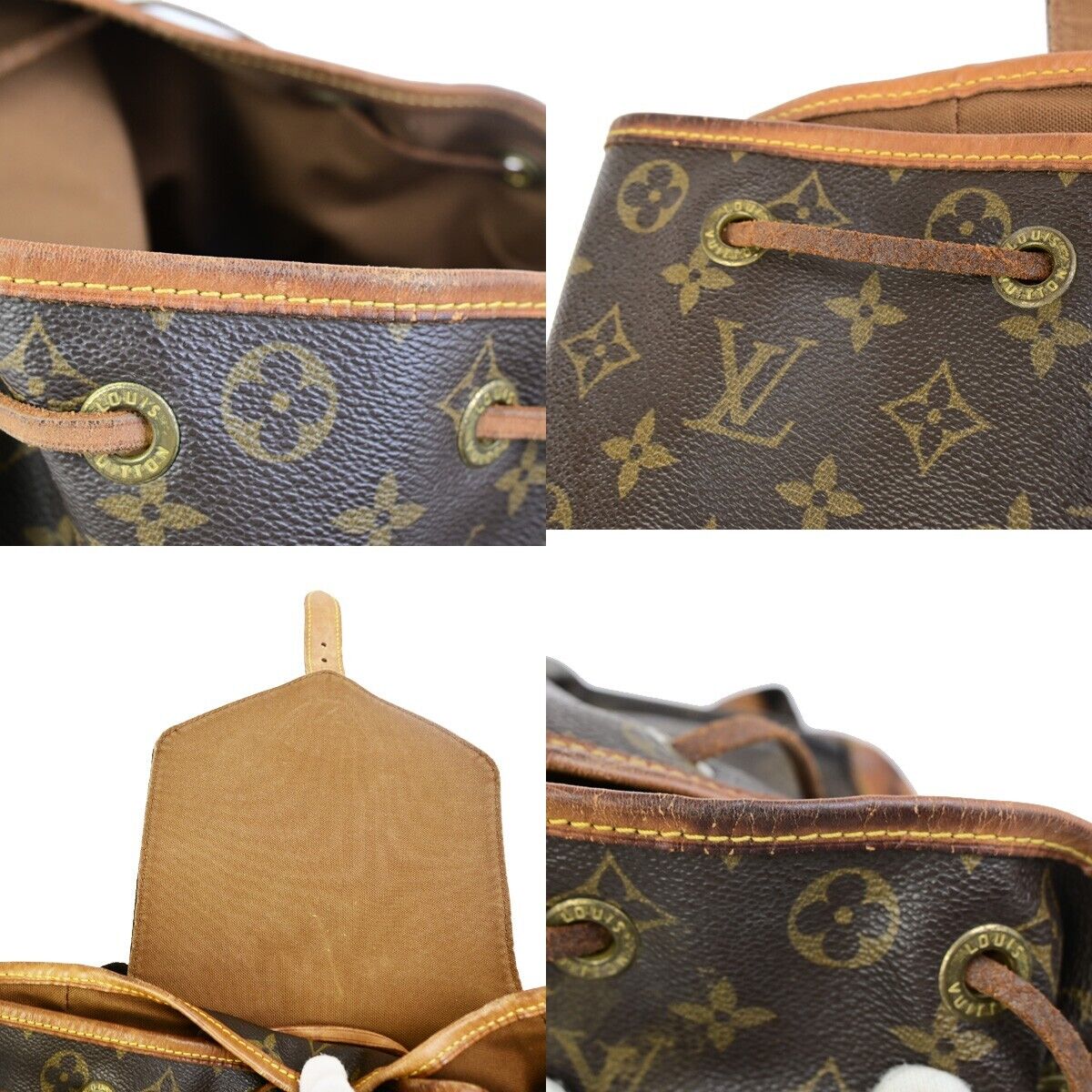 LOUIS VUITTON Montsouris GM Backpack Bag Monogram Leather Brown M51135 71FB219