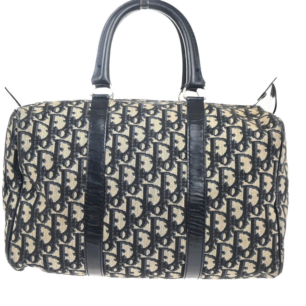 CHRISTIAN DIOR Trotter Boston Hand Bag Canvas Leather Blue SHW France 34MA477