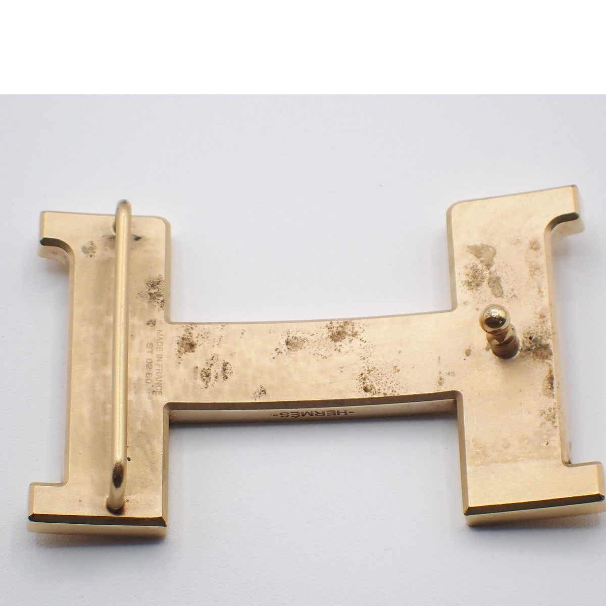 HERMES H Logo Constance Belt Buckle Gold Plate France 69RL814