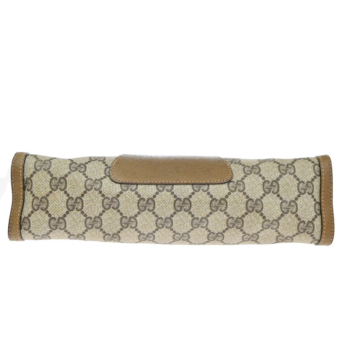 GUCCI GG Pattern Sherry Clutch Hand Bag PVC Leather Brown Italy 05TA586