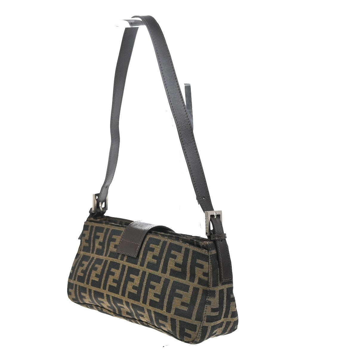 FENDI Mamma Baguette Zucca Shoulder bag Canvas Leather Brown SHW Italy 50MA115