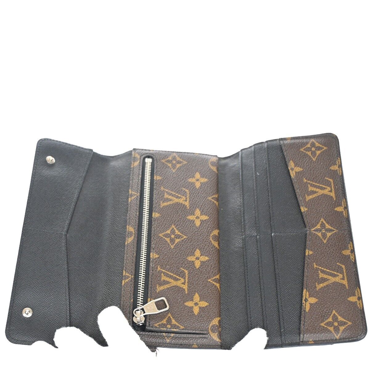 LOUIS VUITTON Long Trifold Wallet Purse Monogram Macassar Brown M60168 64GA626