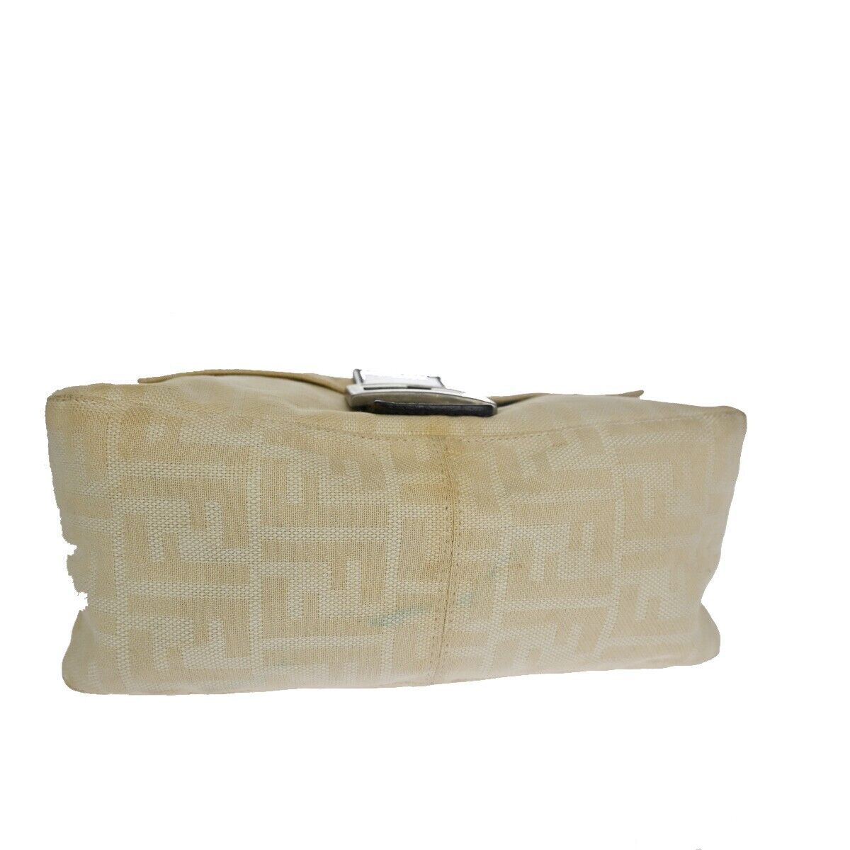 FENDI Zucca Zucchino Pattern Shoulder Bag Canvas Leather Beige  Italy 34SH041