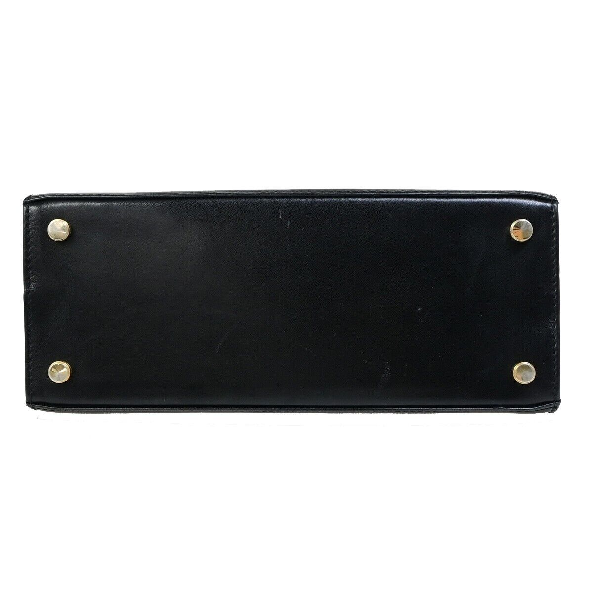 SALVATORE FERRAGAMO Logo Vara Hand Bag Canvas Leather Black Gold Italy 64EC119