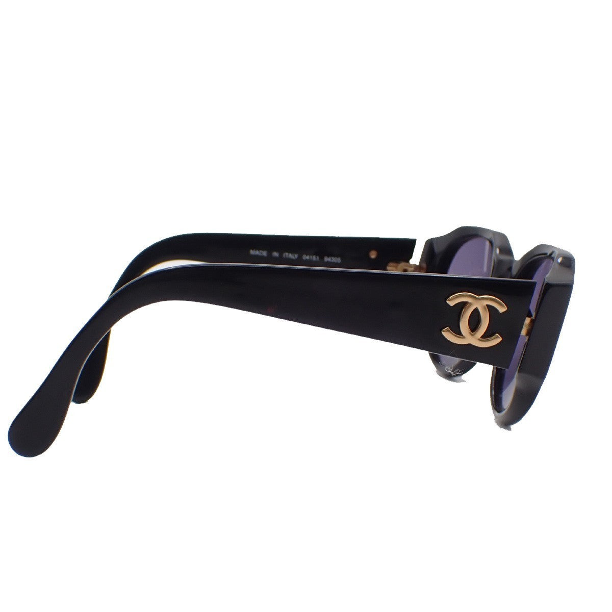 CHANEL CC Logo Sunglasses Eye Wear Plastic Black GHW 04151 Italy 62RL561