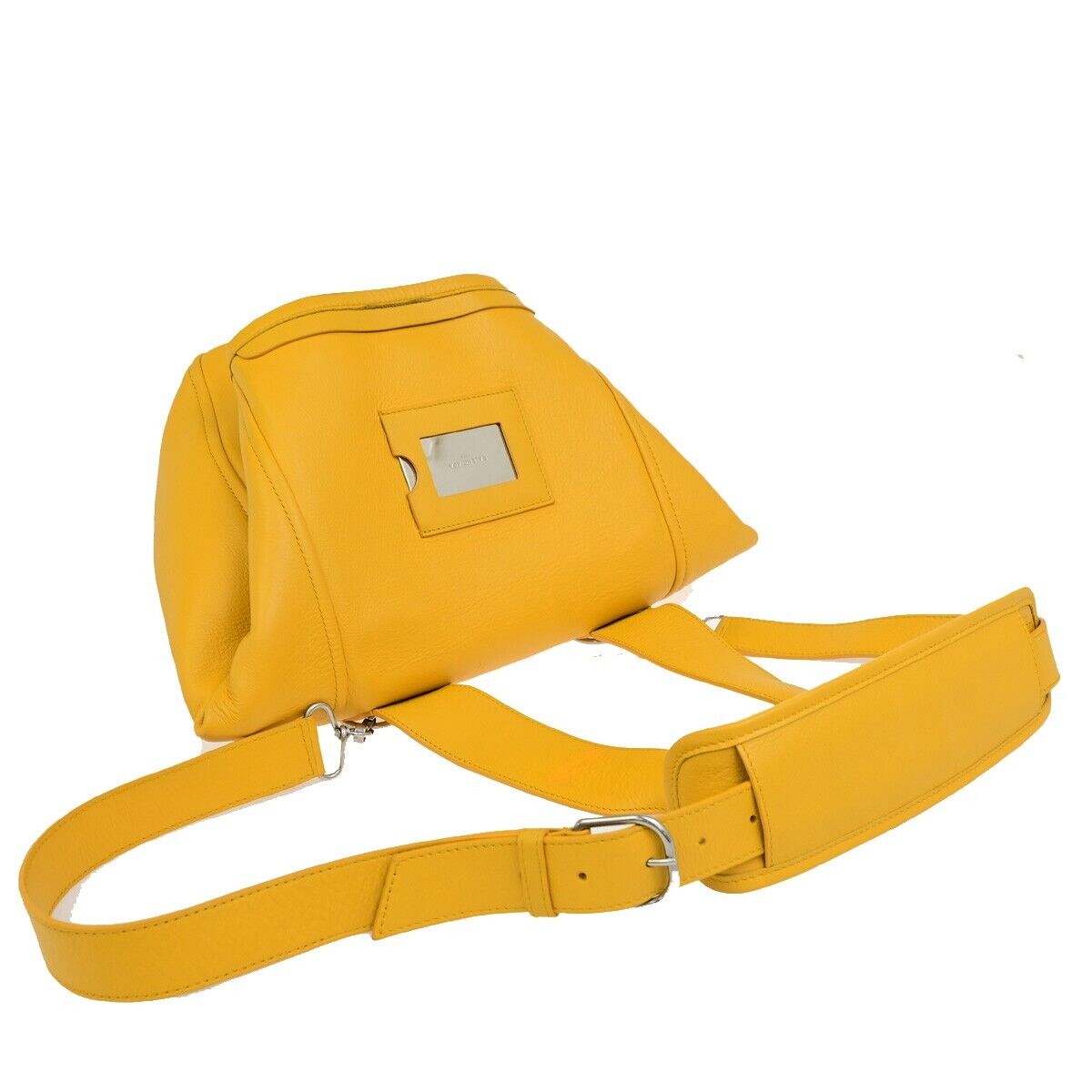BALENCIAGA Logo 2Way Shoulder Hand Bag Leather Yellow Silver 87ED917