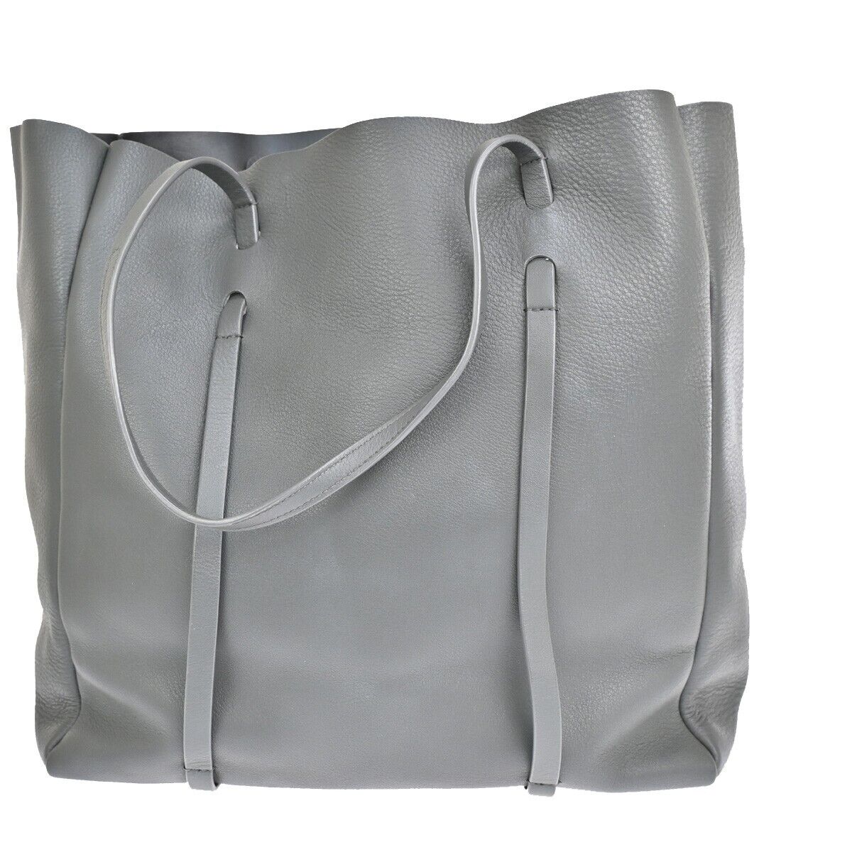 BALENCIAGA Logo Tote Bag Shoulder Bag Leather Gray White Italy 34SH327