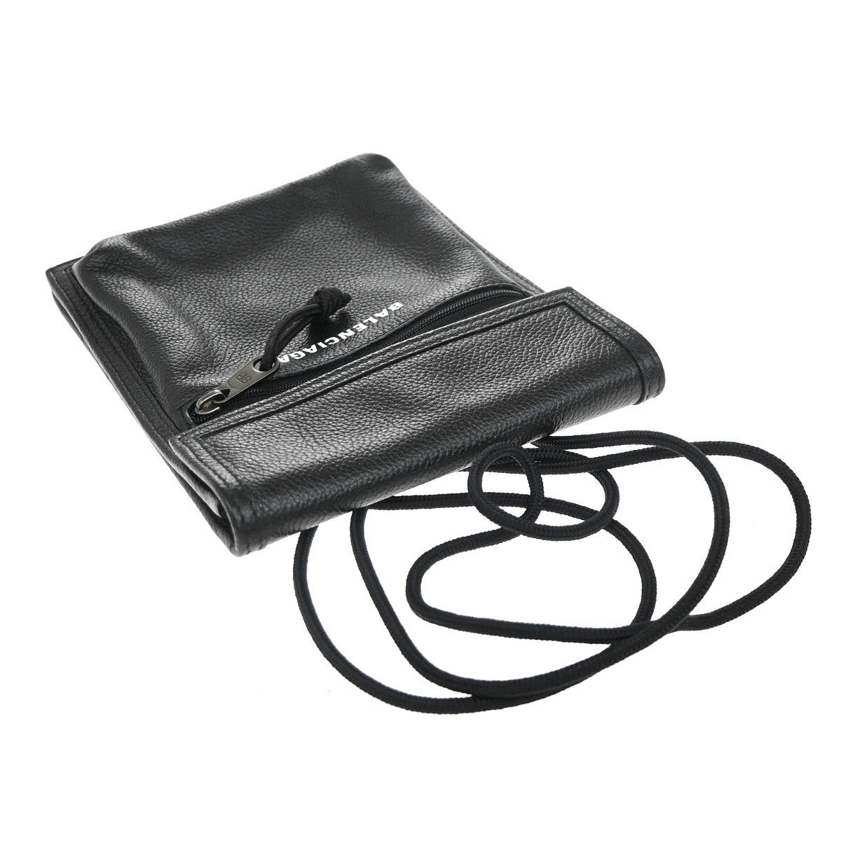 BALENCIAGA Logo Explorer Pouch Mini Shoulder Bag Leather Black SHW Italy 82RF930
