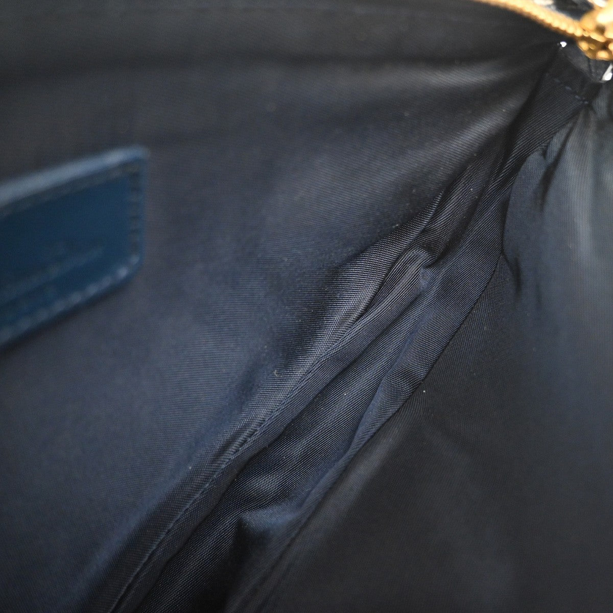 CHRISTIAN DIOR Mini Saddle Hand Bag Canvas Leather Blue GHW 91EG403