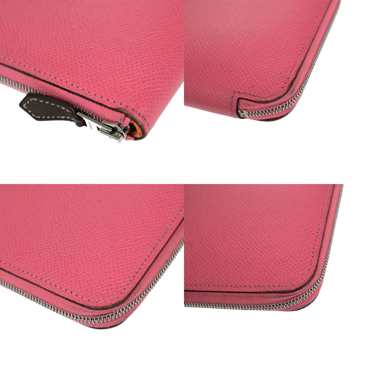 HERMES Azap Classique Long Zipper Wallet Silk In Epsom Rose Azaalee SHW 35YG473