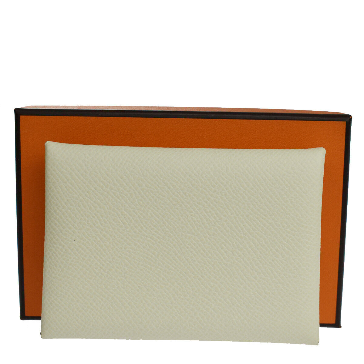 HERMES Calvi Duo Card Case Wallet Bicolor Veau Epsom Nata Jaune Poussin 50YC791