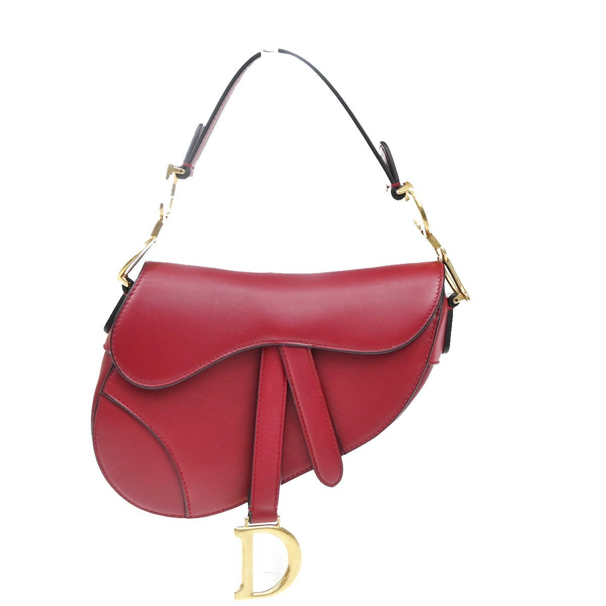 CHRISTIAN DIOR Mini Saddle Hand Bag Leather Red GHW 652RP172