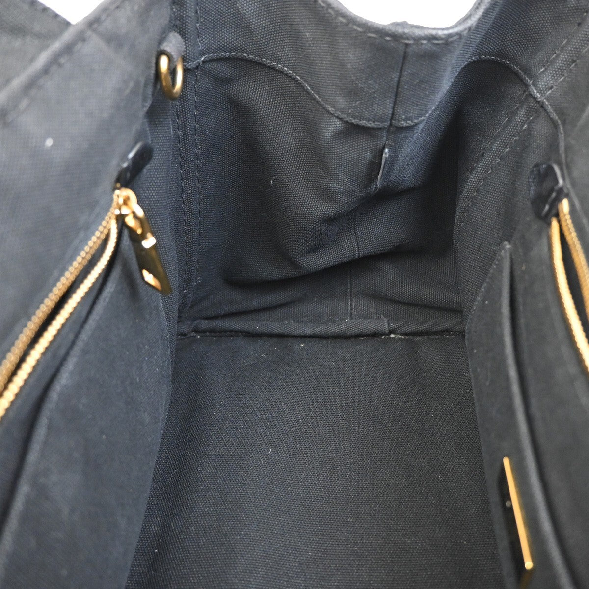 PRADA Logo Canapa 2Way Shoulder Hand Bag Canvas Leather Black GHW Italy 74EE291