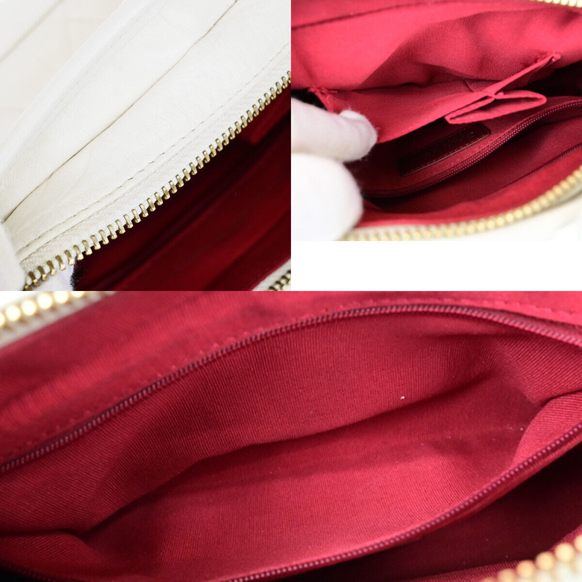 CHANEL CC Logo Gabrielle Chain Shoulder Bag Leather White Italy 685RK695