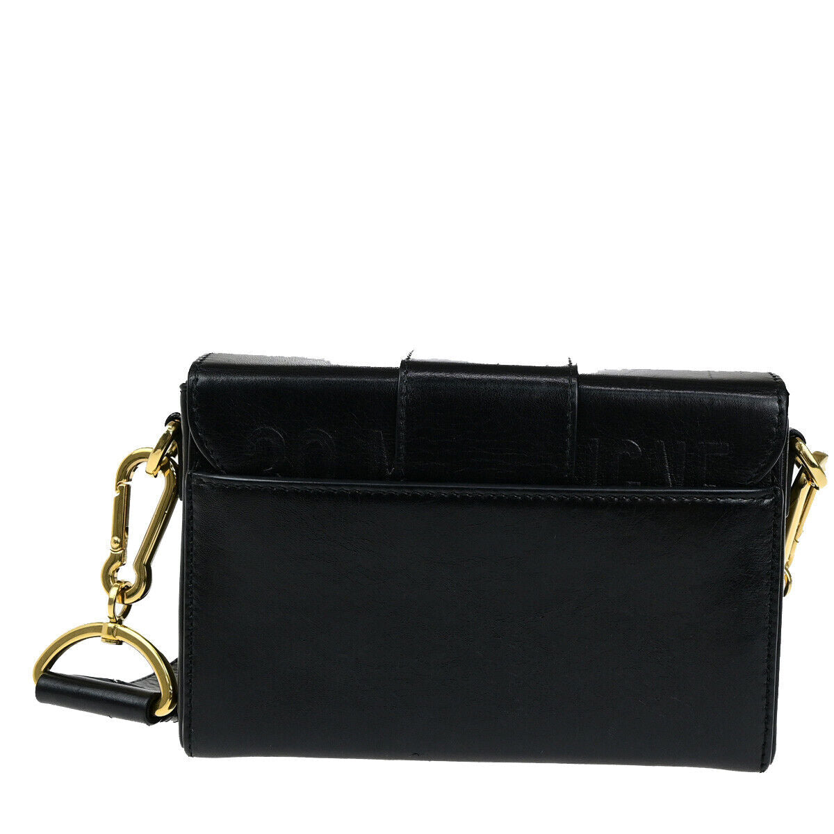 CHRISTIAN DIOR 30 Montaigne Box Shoulder Bag Calfskin Leather Black GHW 645RK712
