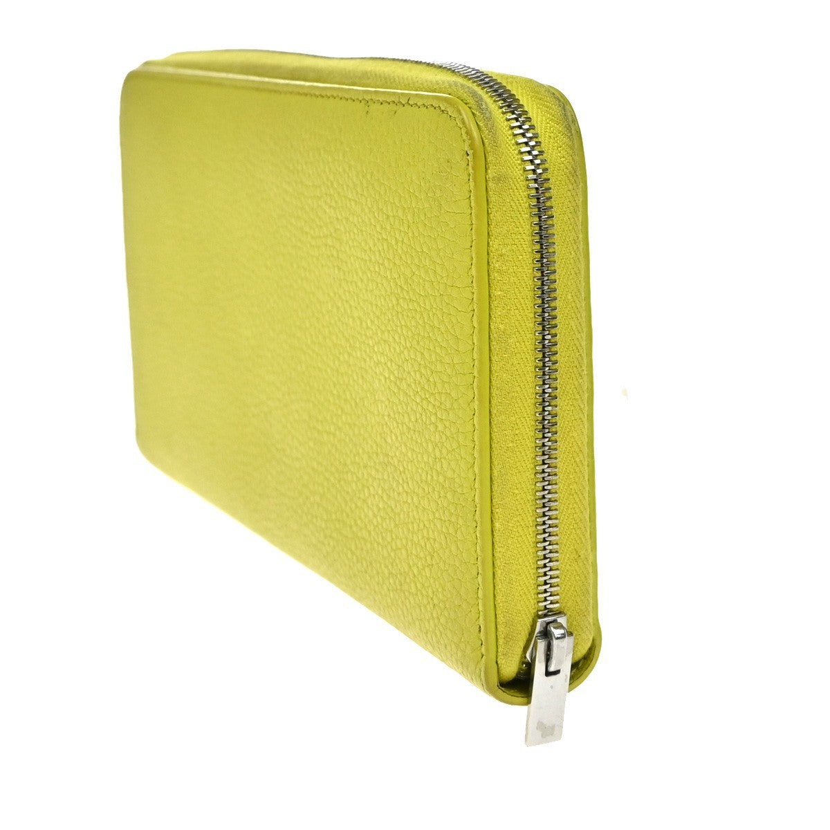 CELINE Logo Zip Around Long Wallet Purse Leather Yellow SHW Italy 66YH956