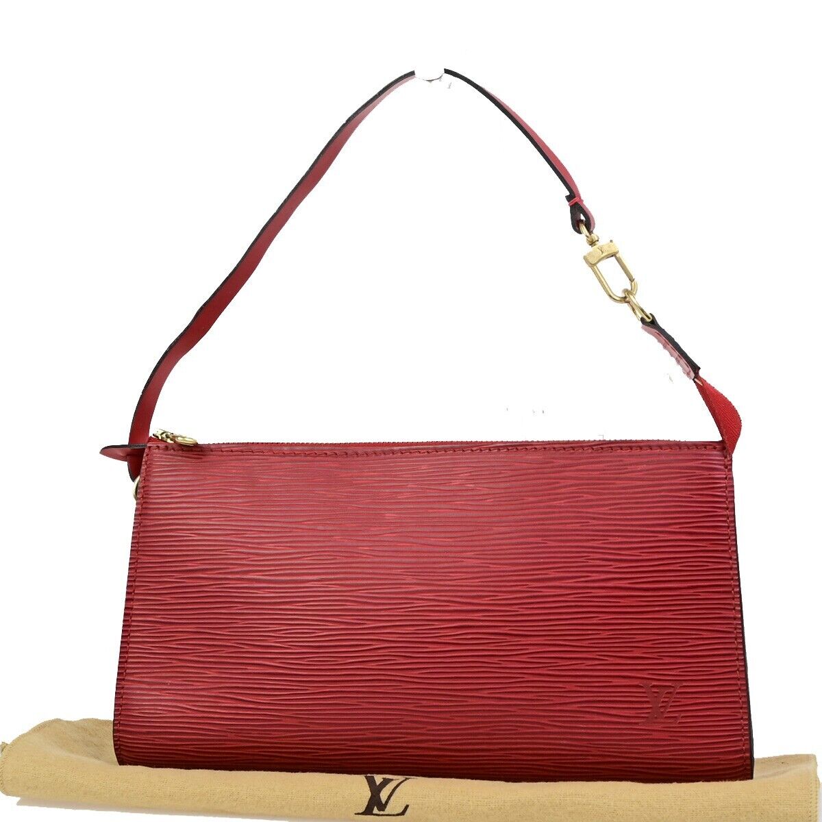 LOUIS VUITTON LV Pochette Accessoires Hand Bag Epi Leather Red M52947 32ED077