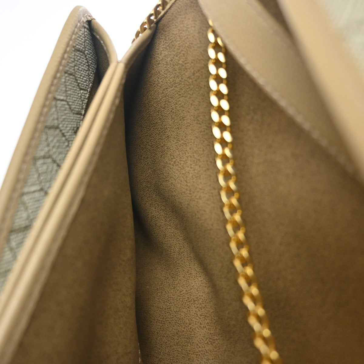 CHRISTIAN DIOR CD Logo Flap Chain Shoulder Hand Bag Leather Beige France 63MA475