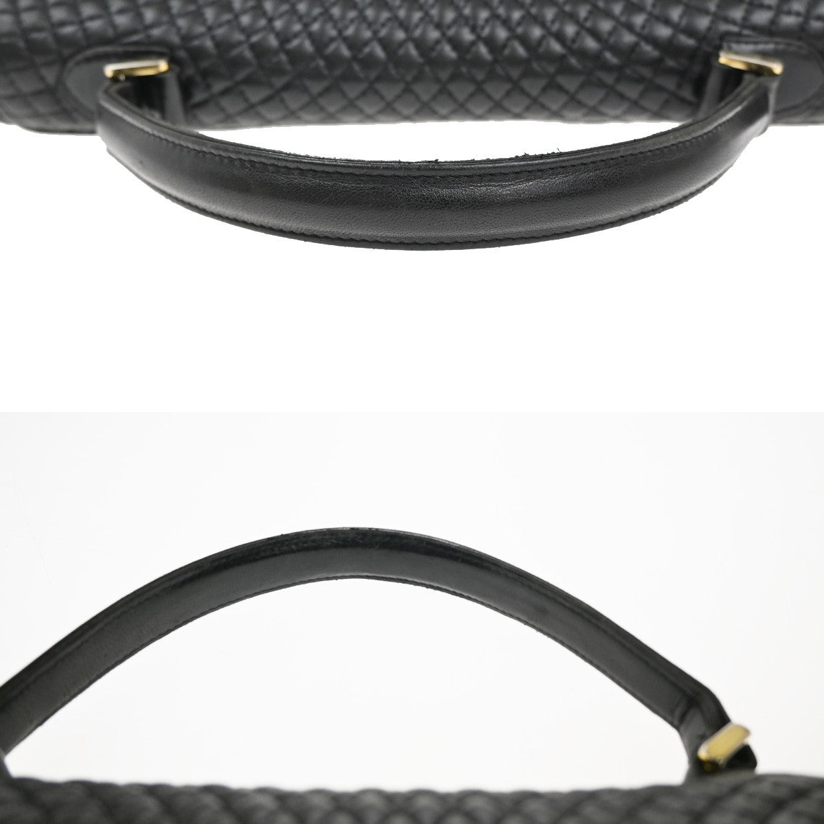 BALLY Logo Quilted Hand Bag Leather Black GHW Italy 02KP543