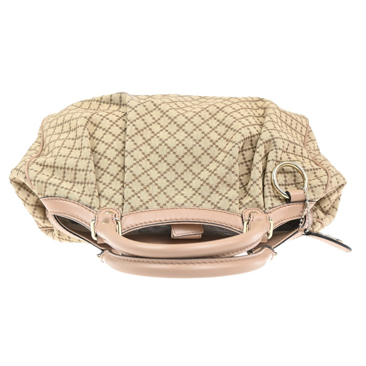 GUCCI GG Logo Diamante Sukey Shoulder Hand Bag Canvas Leather Beige Pink 74KC440