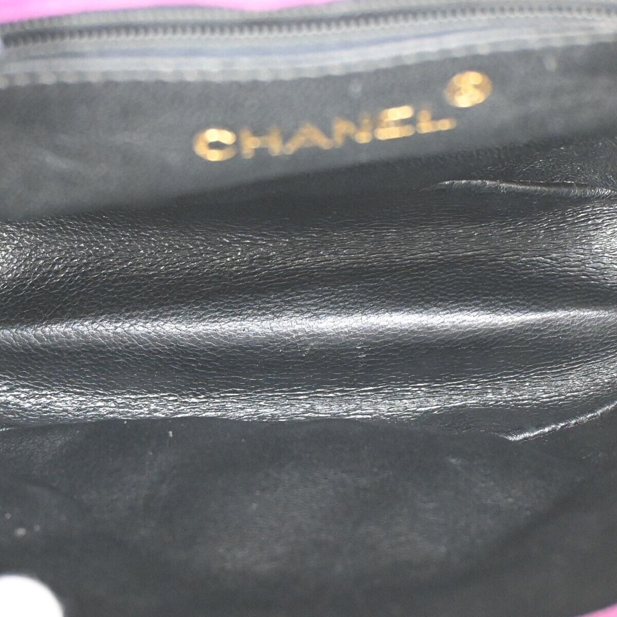 CHANEL CC Logo Fringe Shoulder Vanity Bag Suede Leather Purple Vintage 638HB349