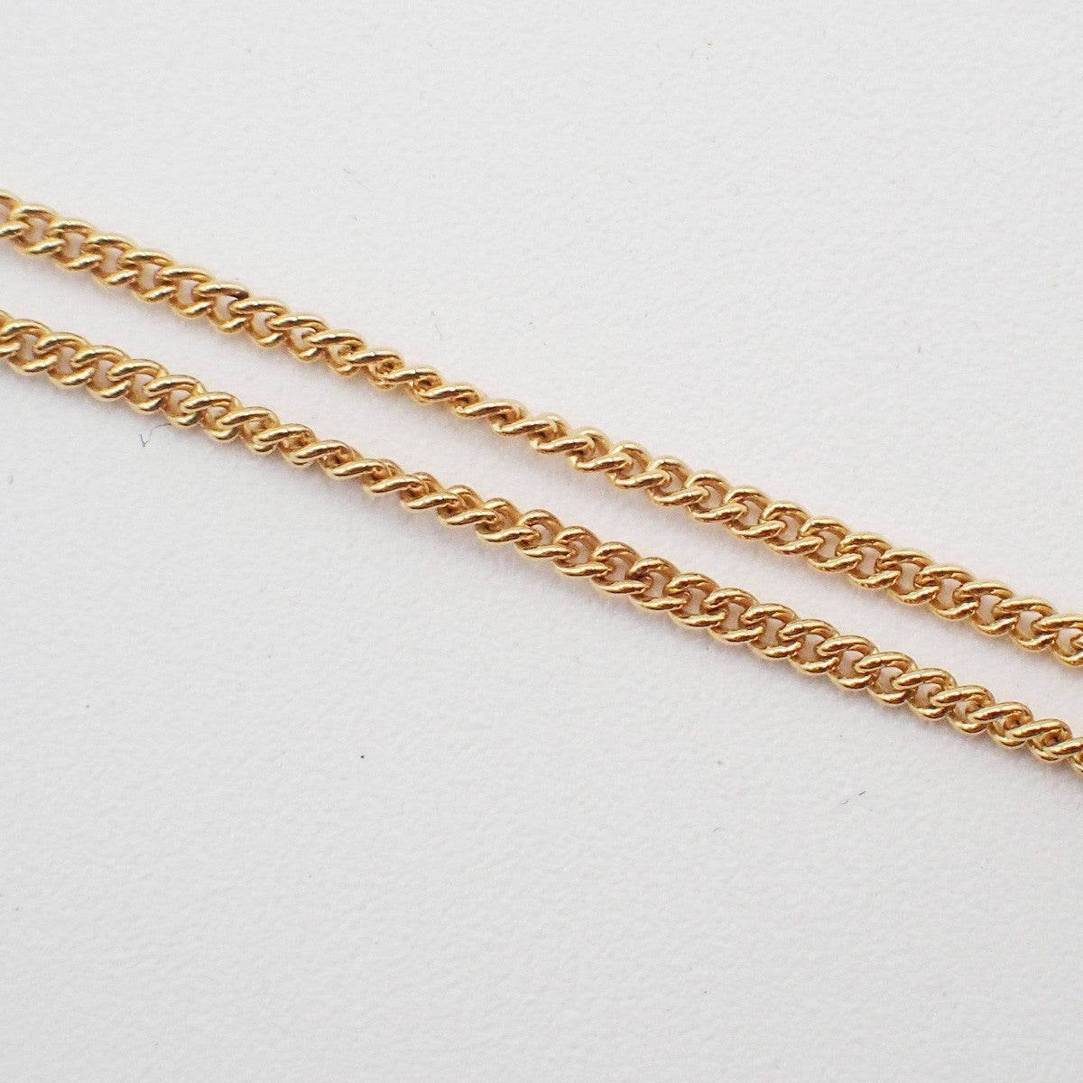 CHRISTIAN DIOR Logo Rhinestone Chain Necklace Pendant Gold Plated 02YJ116