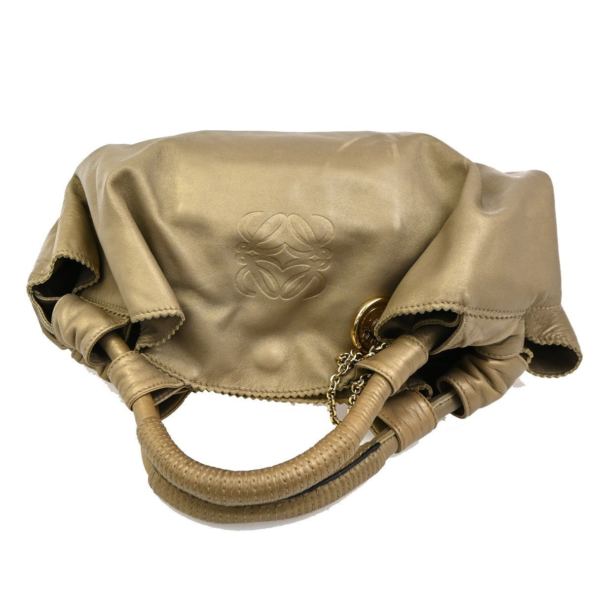 LOEWE Anagram Logo Nappa Aire Hand Bag Leather Beige GHW Spain 34KC278