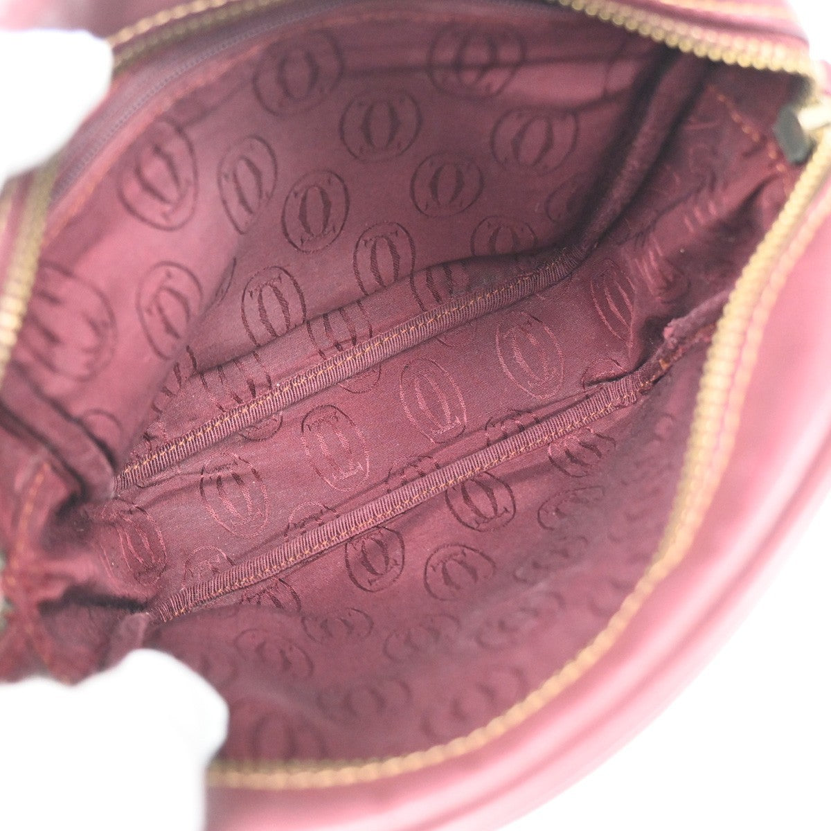 MUST DE CARTIER 2C Logo Mini Crossbody Shoulder Bag Leather Red GHW 66YJ144