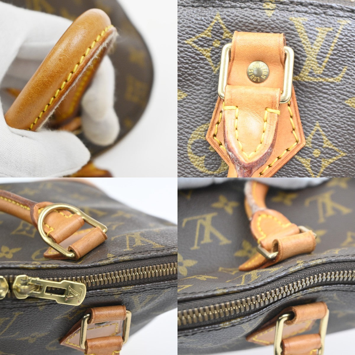 LOUIS VUITTON LV Logo Alma Hand Bag Monogram Leather Brown France M51130 88KC295