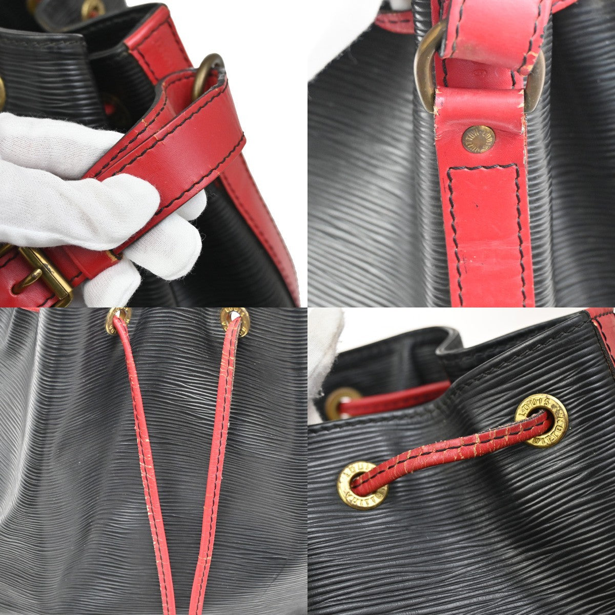 LOUIS VUITTON Noe GM Bicolor Shoulder Bag Epi Leather Black Red  M44017 32KB811
