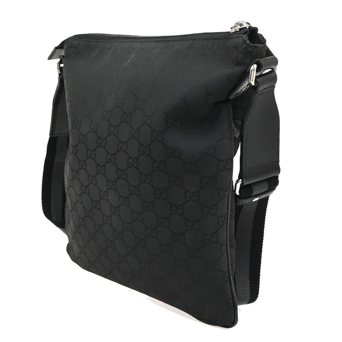 GUCCI  Logo GG Pattern Shoulder Bag Canvas Leather Black SHW Italy 62CA784