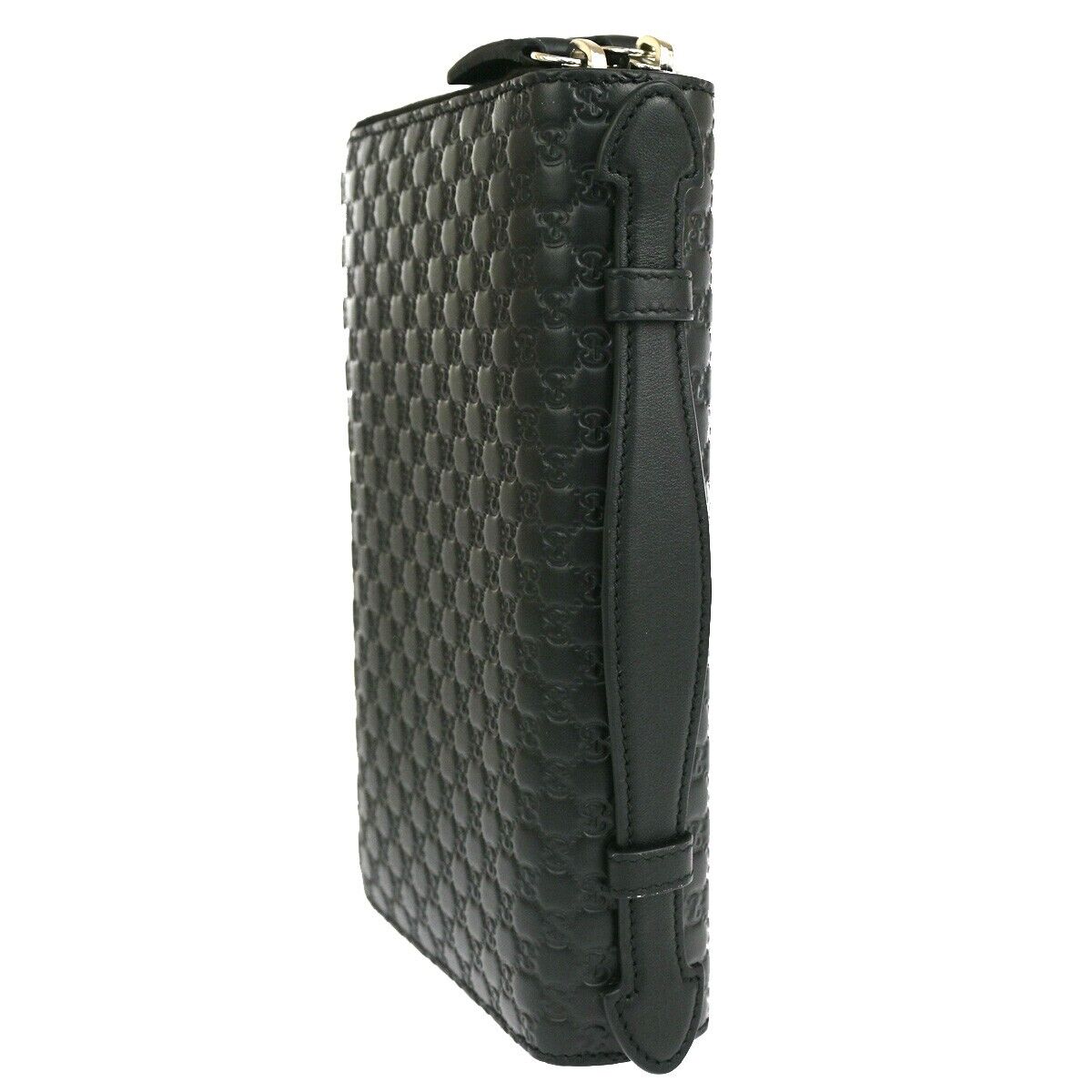 GUCCI Micro GG Guccissima Travel Case Wallet Leather Black SHW Italy 18YE185