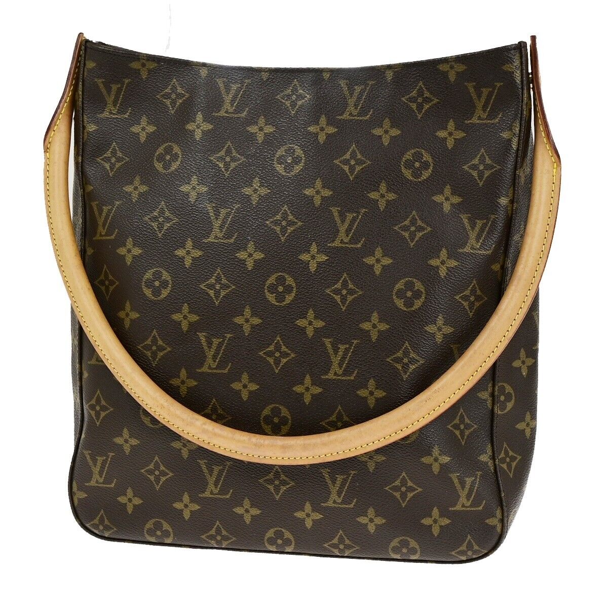 LOUIS VUITTON Logo Looping GM Shoulder Bag Monogram Leather Brown M51145 85ED411