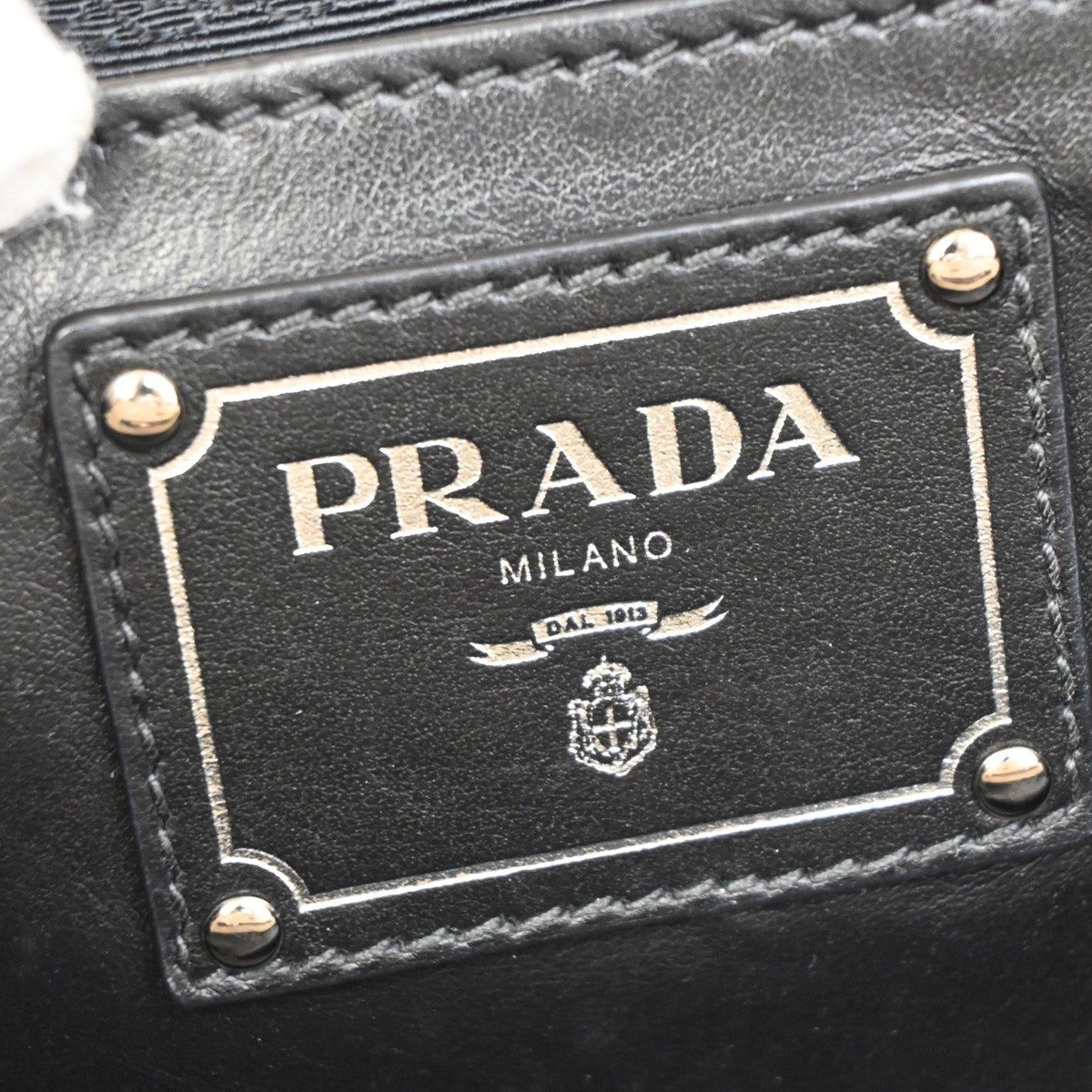 PRADA Logo Bicolor 2Way Shoulder Hand Bag Leather Black White Italy 34AA065