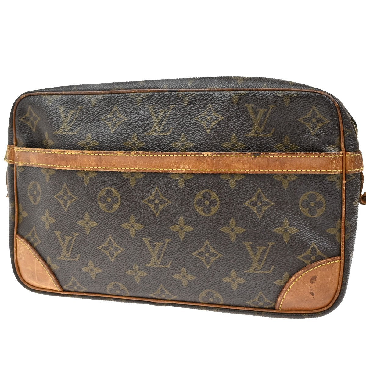 LOUIS VUITTON Compiegne 28 Clutch Hand Bag Monogram Leather Brown M51845 65YH217