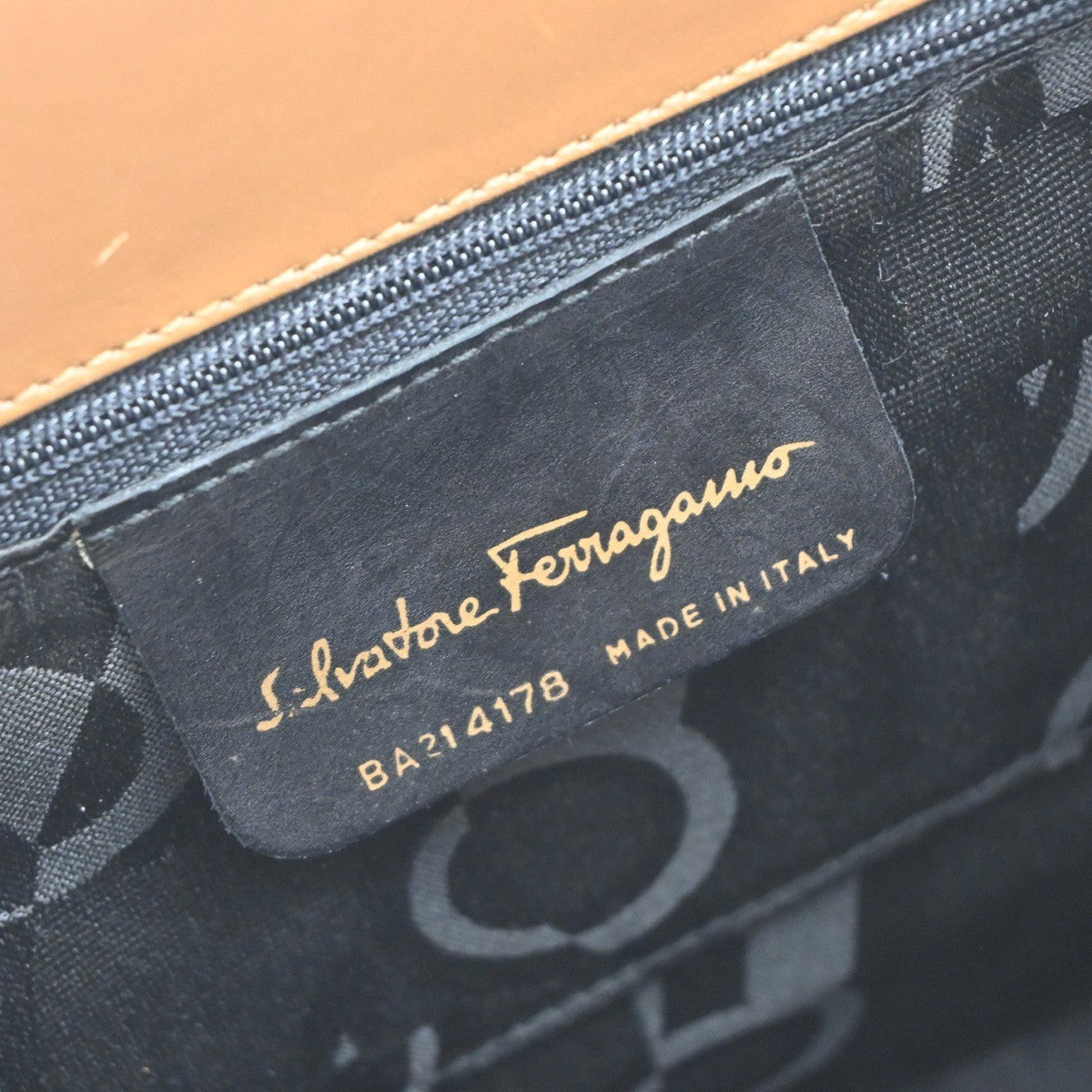 SALVATORE FERRAGAMO Vara 2Way Hand Bag Canvas Leather Brown Gold Italy 33EG249