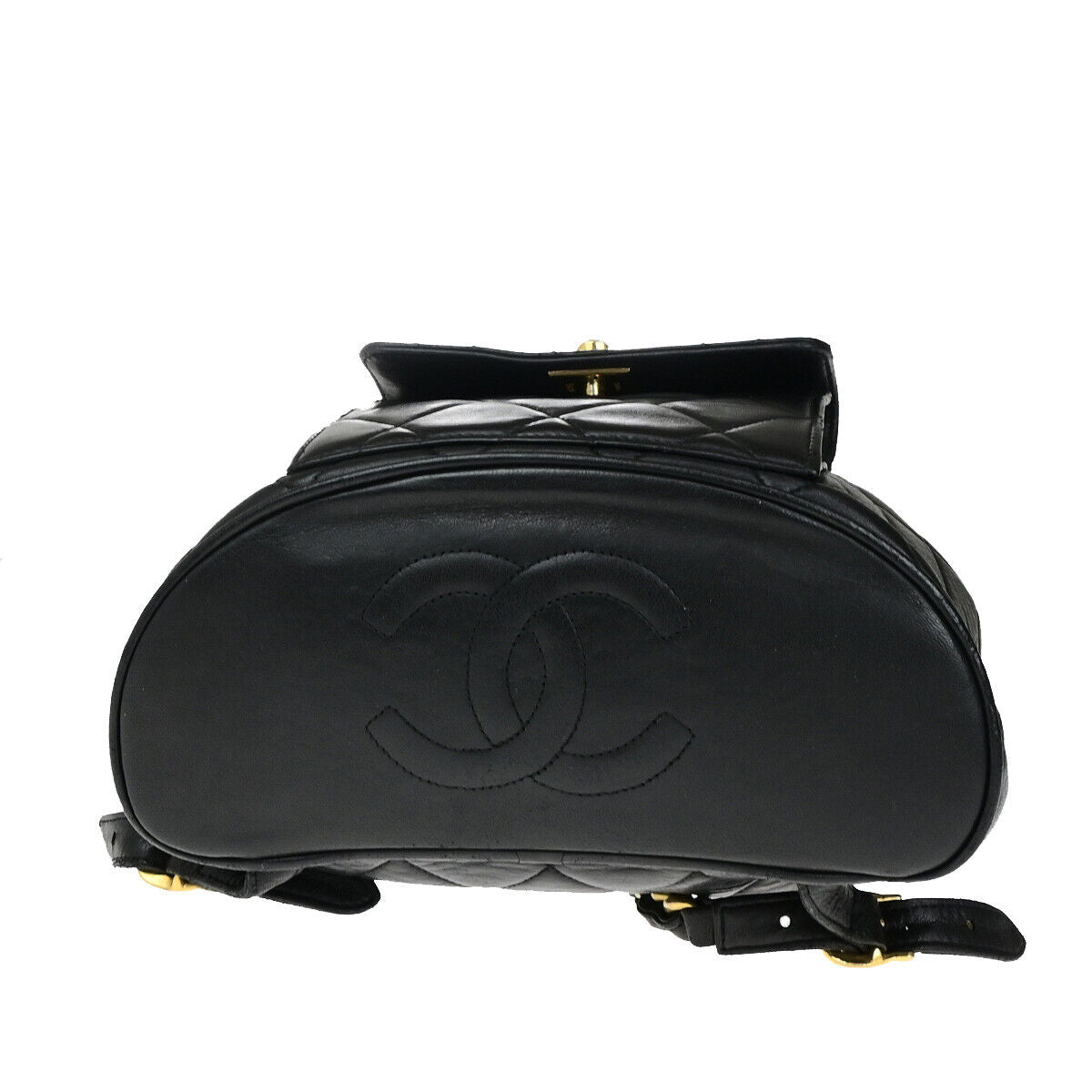 CHANEL CC Logo Matelasse Chain Backpack Bag Leather Black GHW Vintage 889RK563