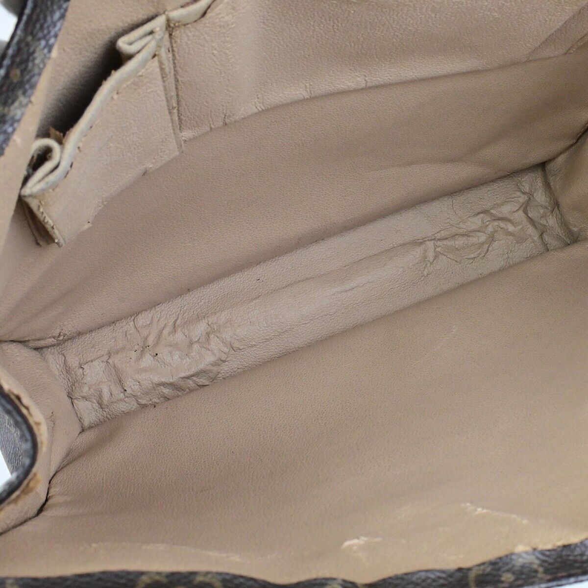 LOUIS VUITTON Logo Sac Plat Hand Tote Bag Monogram Leather Brown M51140 65ED899