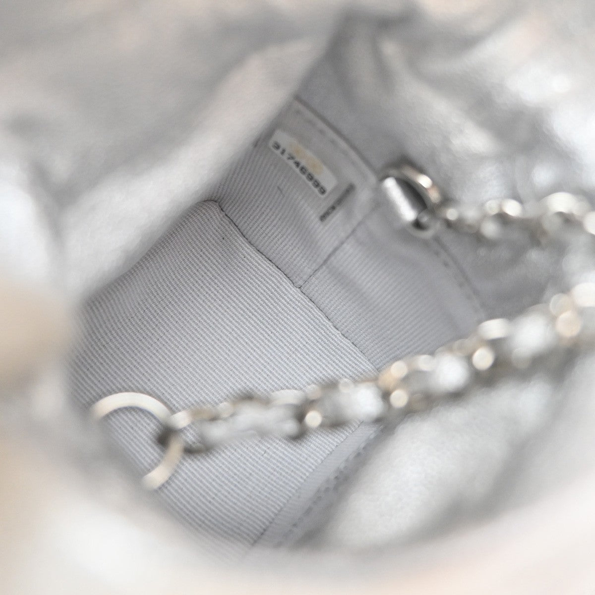 CHANEL Matelasse Drawstring Bucket Mini Shoulder Bag Leather Silver 683RP119