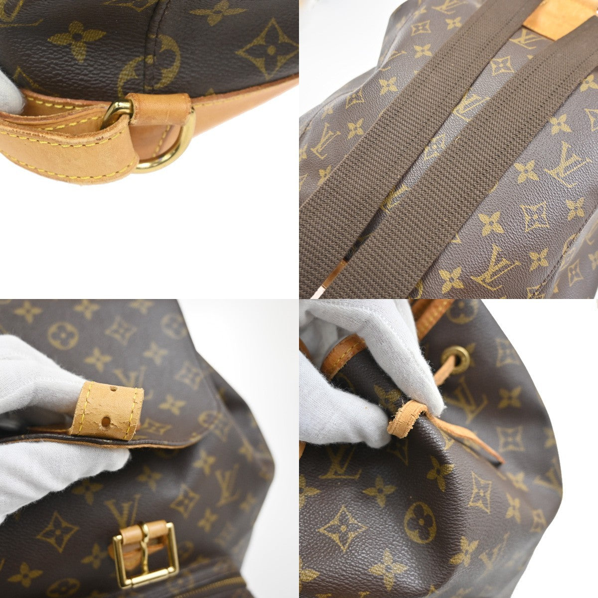 LOUIS VUITTON Montsouris GM Backpack Bag Monogram Leather Brown M51135 97CA777