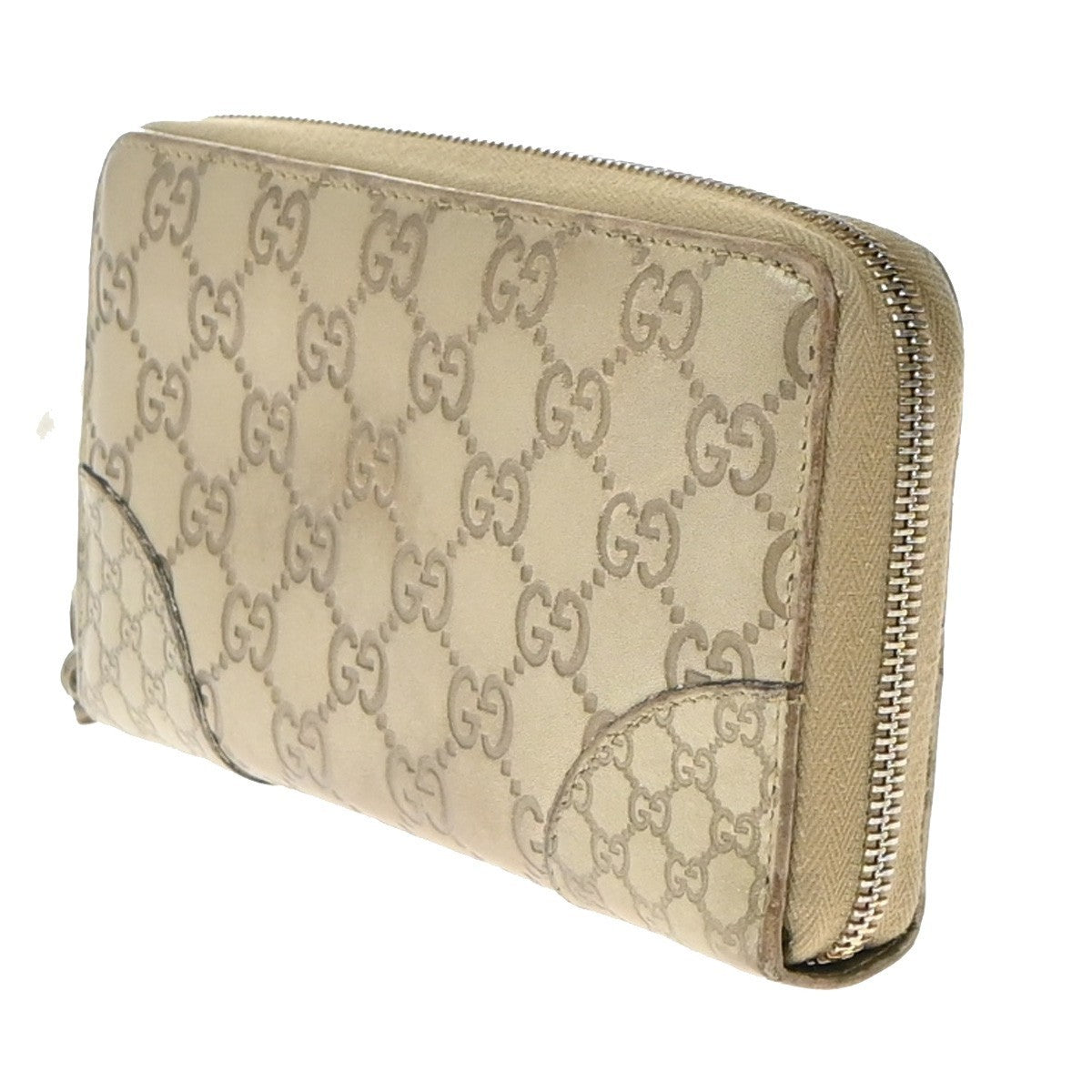 GUCCI Logo Guccissima GG Pattern Long Zipper Wallet Leather Beige GHW 09KP533