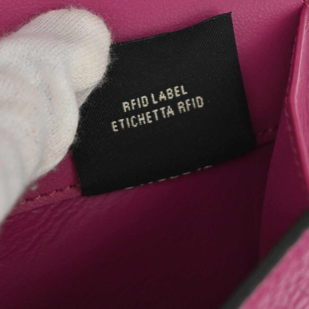 FENDI Logo Peekaboo Bifold Wallet Purse Leather Magenta SHW Italy 39RJ491