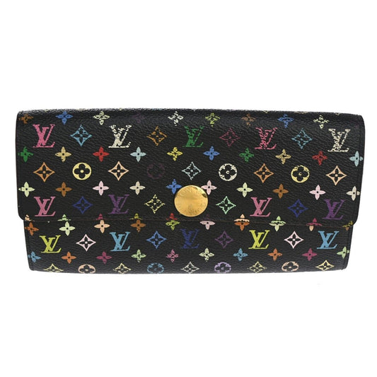 LOUIS VUITTON Sarah Long Bifold Wallet Monogram Multi Black Beige M93533 37GA258