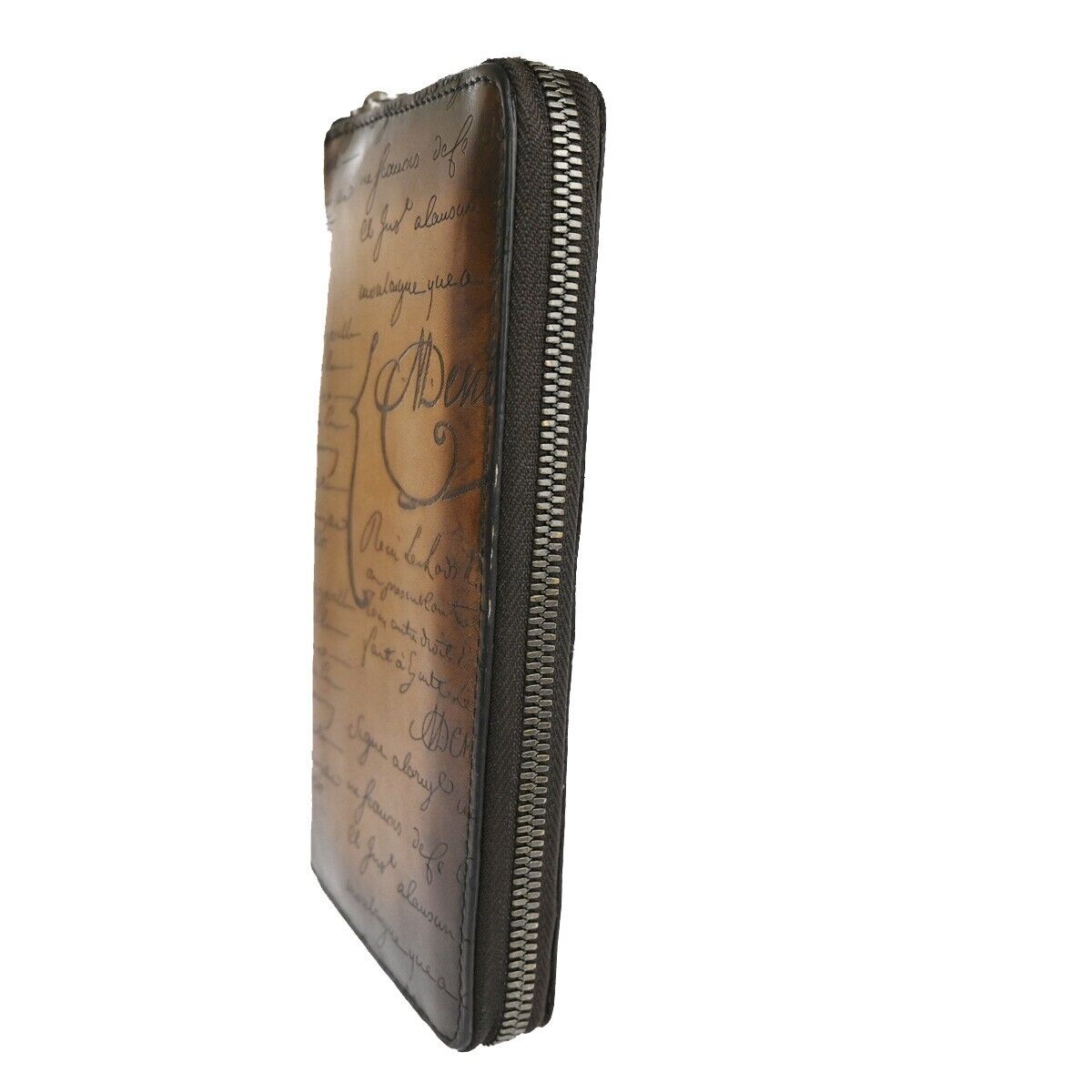 BERLUTI Logo Itauba Long Zip Around Wallet Scritto Leather Brown Italy 16RJ380