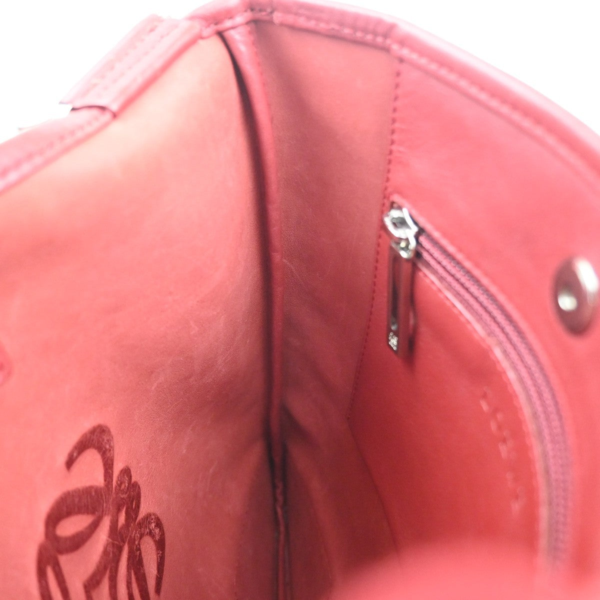 LOEWE Logo Anagram Crossbody Shoulder Bag Suede Leather Red SHW Spain 34KD045