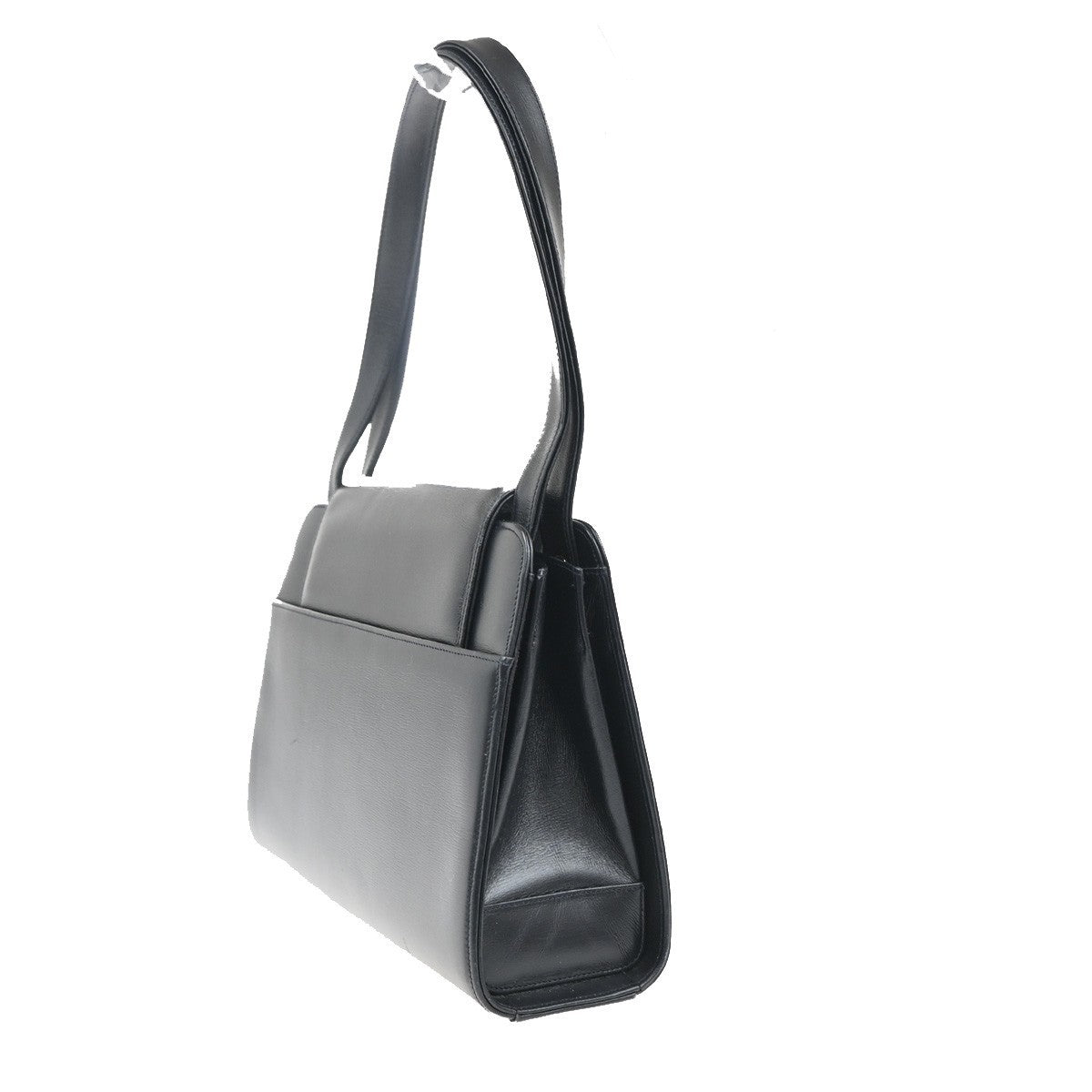 CARTIER Logo Sapphire Line Shoulder Hand Bag Leather Navy France GHW 38MA402